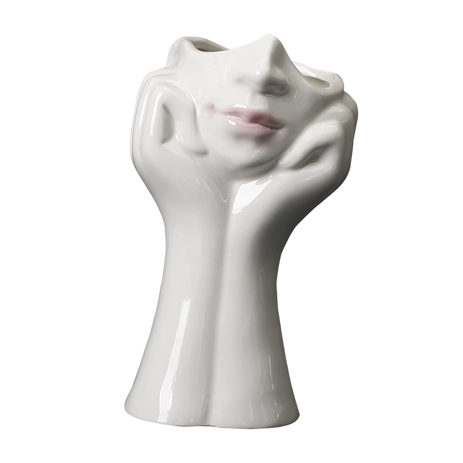FAKEME Handcrafted Ceramic Face Art Vases - Exquisite Carved Face Design Floral Vases for Home & Office Decor (Boy Style) - Perfect for Modern Interior Design, Wedding Centerpieces & Unique Gift Ideas