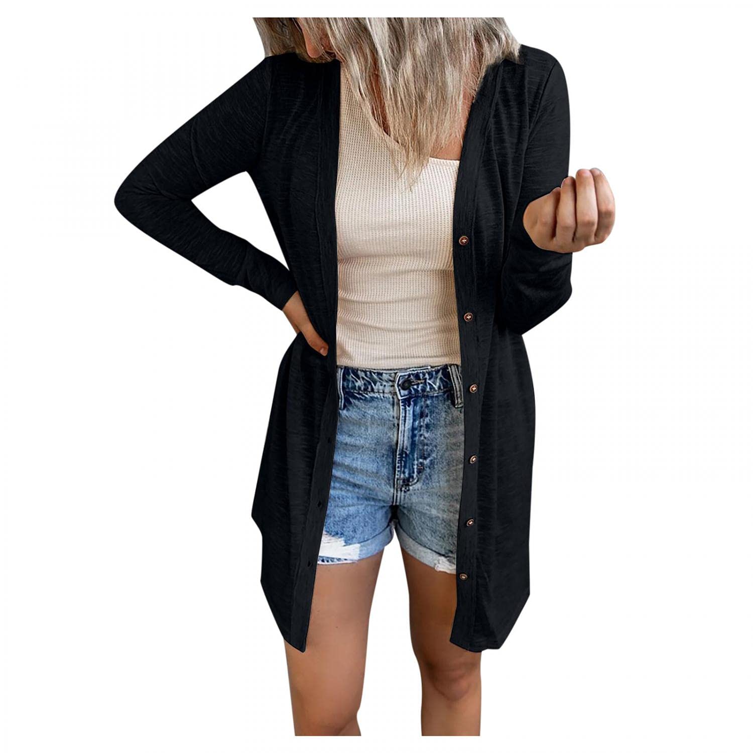 Women's Lightweight Cardigan Sweater - Long Sleeve Casual Pullover with Cute Pumpkin Design | Cozy Fall Fashion for Work, Date Night & Autumn Outings