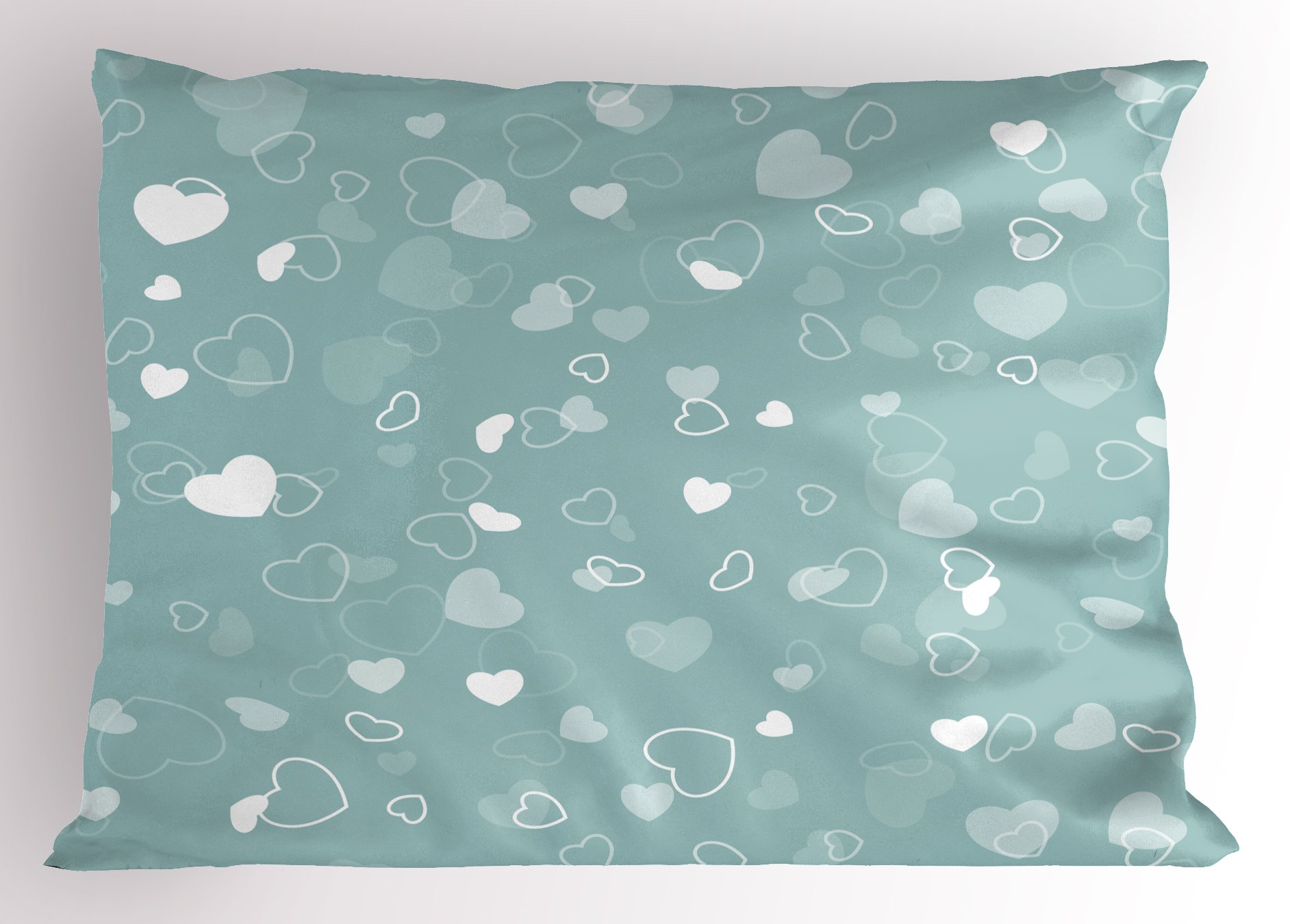 Ambesonne Seafoam Decorative Pillow Sham - Romantic Heart Motif Abstract Print, Standard Queen Size 30