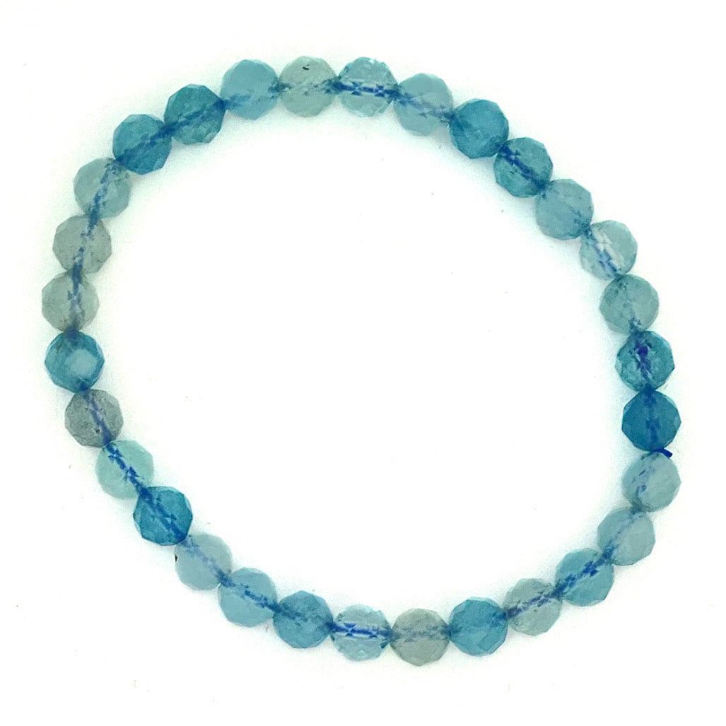 Faceted Aquamarine Gemstone Stretch Bracelet for Women | Healing Crystal Jewelry for Stress Relief & Positive Energy | Perfect for Yoga, Meditation & Everyday Wear