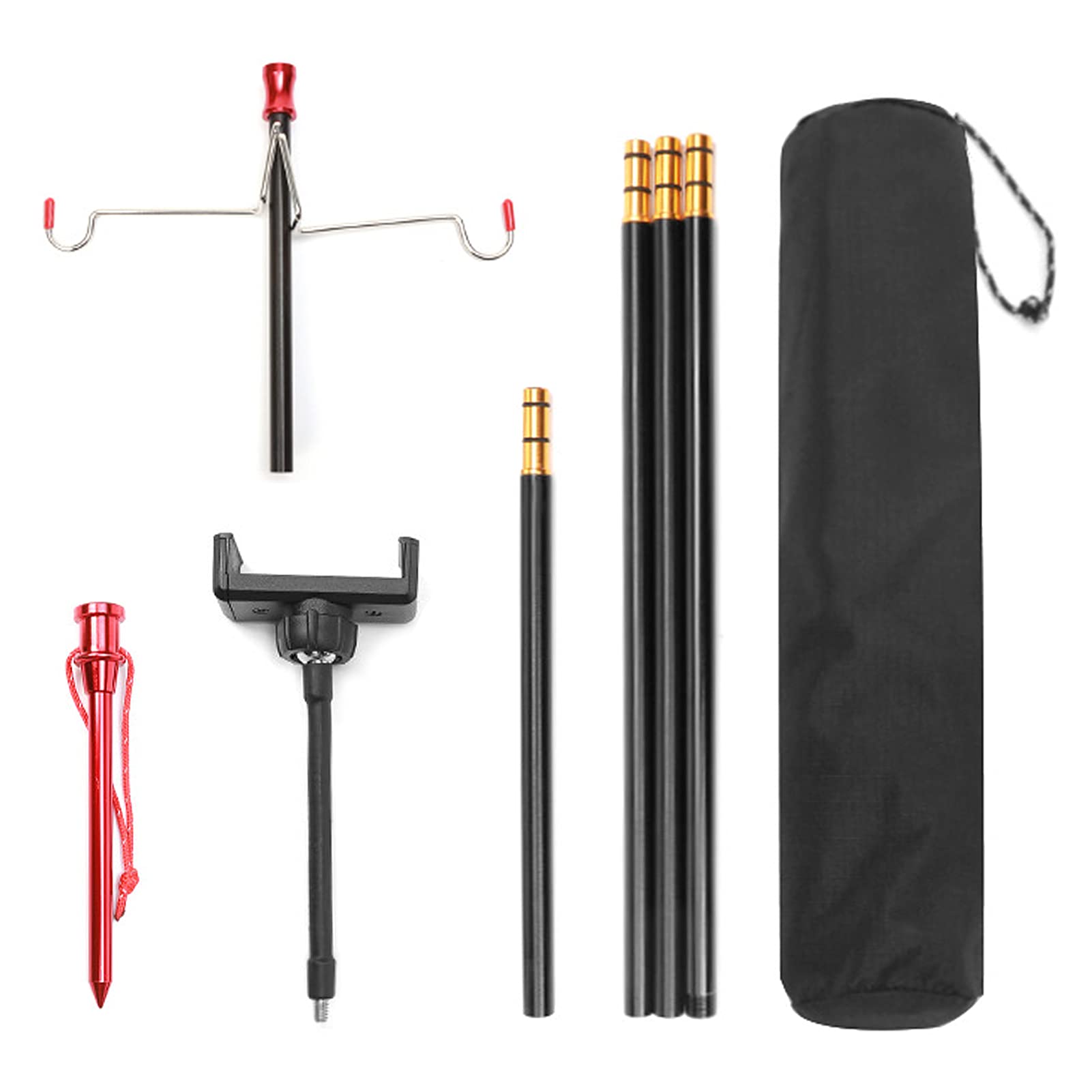 Homtoozhii Detachable Lantern Stand - Adjustable Camping Light Bracket with Dual Hanger, Portable Outdoor Lamp Holder for Camping, Hiking, Backyard & Emergency Use