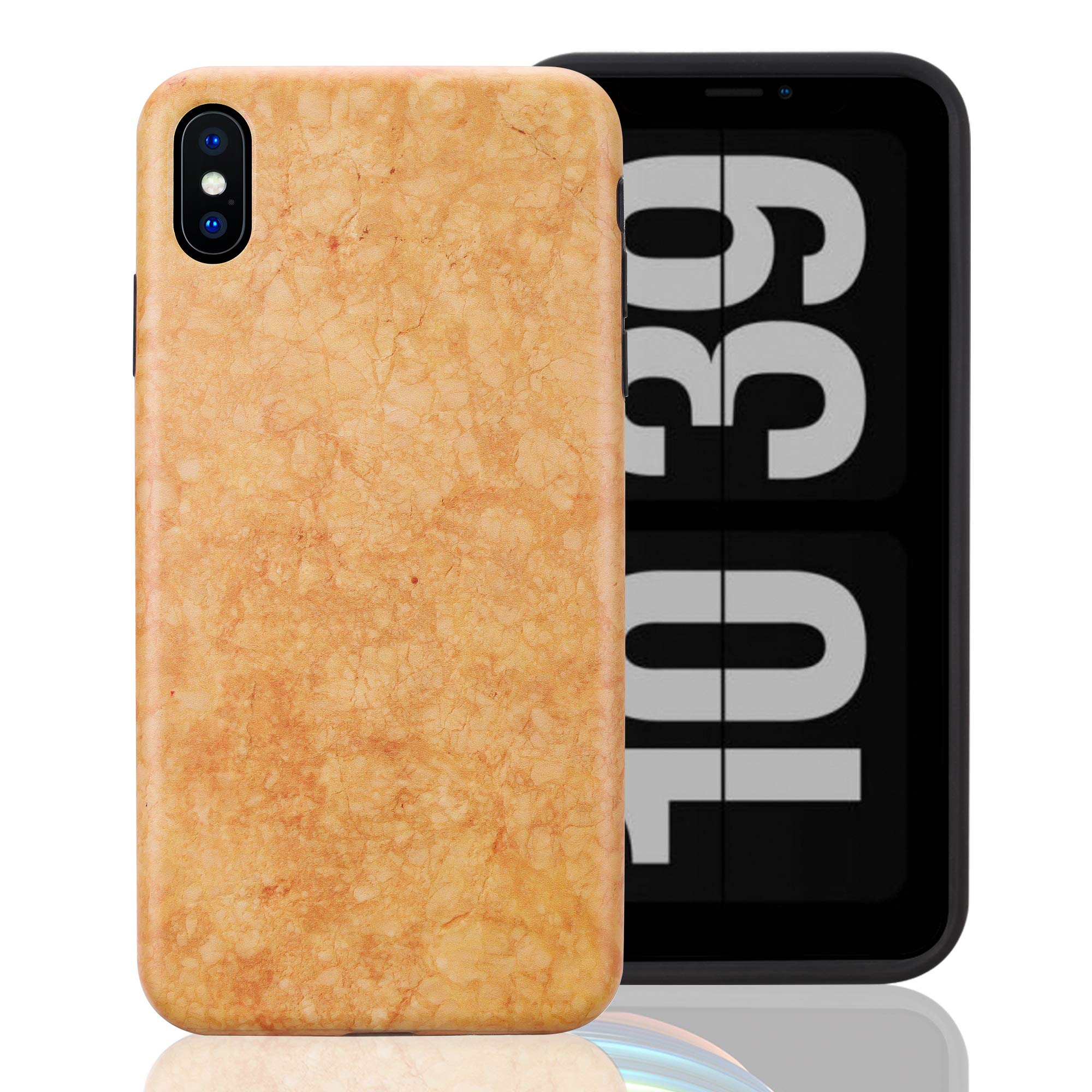 Honua iPhone Xs Max Marble Case - Shockproof Protective Full Body Cover with Matte Marble Caramel Design | Perfect for Everyday Use, Travel & Work