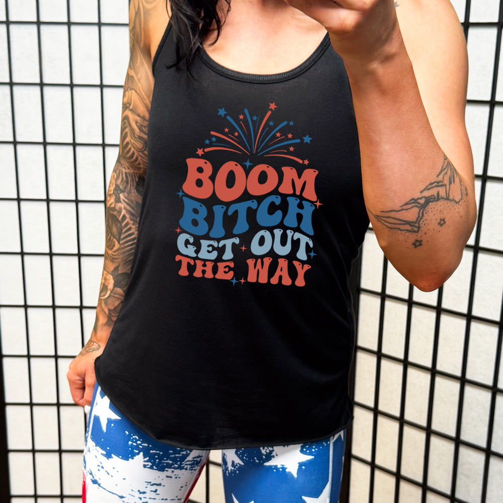 Boom Bitch Get Out The Way T-Shirt - Funny Sarcastic Statement Tee for Women & Men - Perfect for Parties, Concerts and Bold Fashion Statements