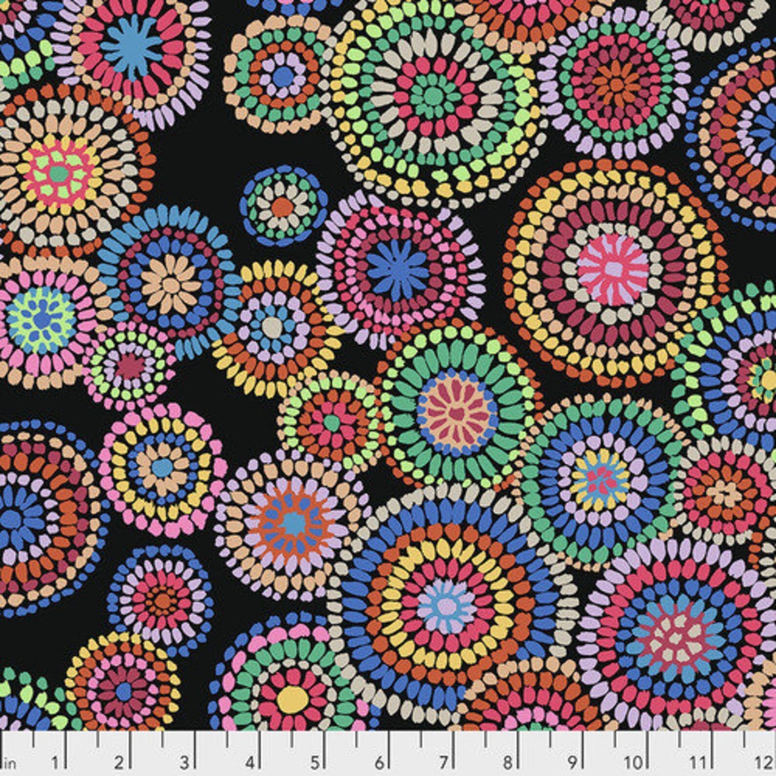 Kaffe Fassett PWGP176 Mosaic Circles Black Fabric - Premium Quilting & Crafting Material for Home Decor, DIY Projects, and Sewing Accessories