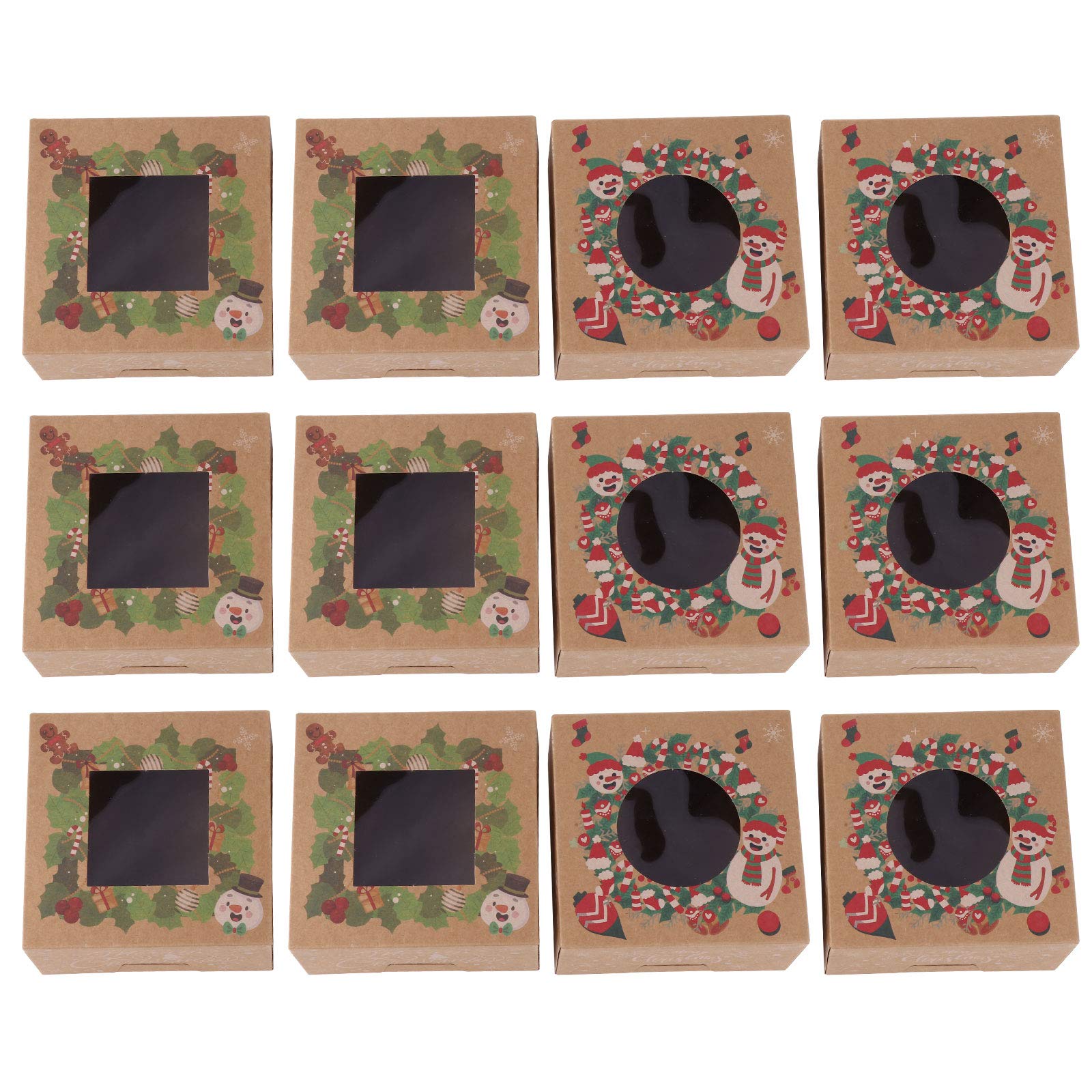 DOITOOL 12-Piece Christmas Cake Box Set - Premium Cake Packaging Boxes & Cake Cases for Holiday Desserts (Assorted Styles) | Perfect for Christmas, Birthday, and Party Treats
