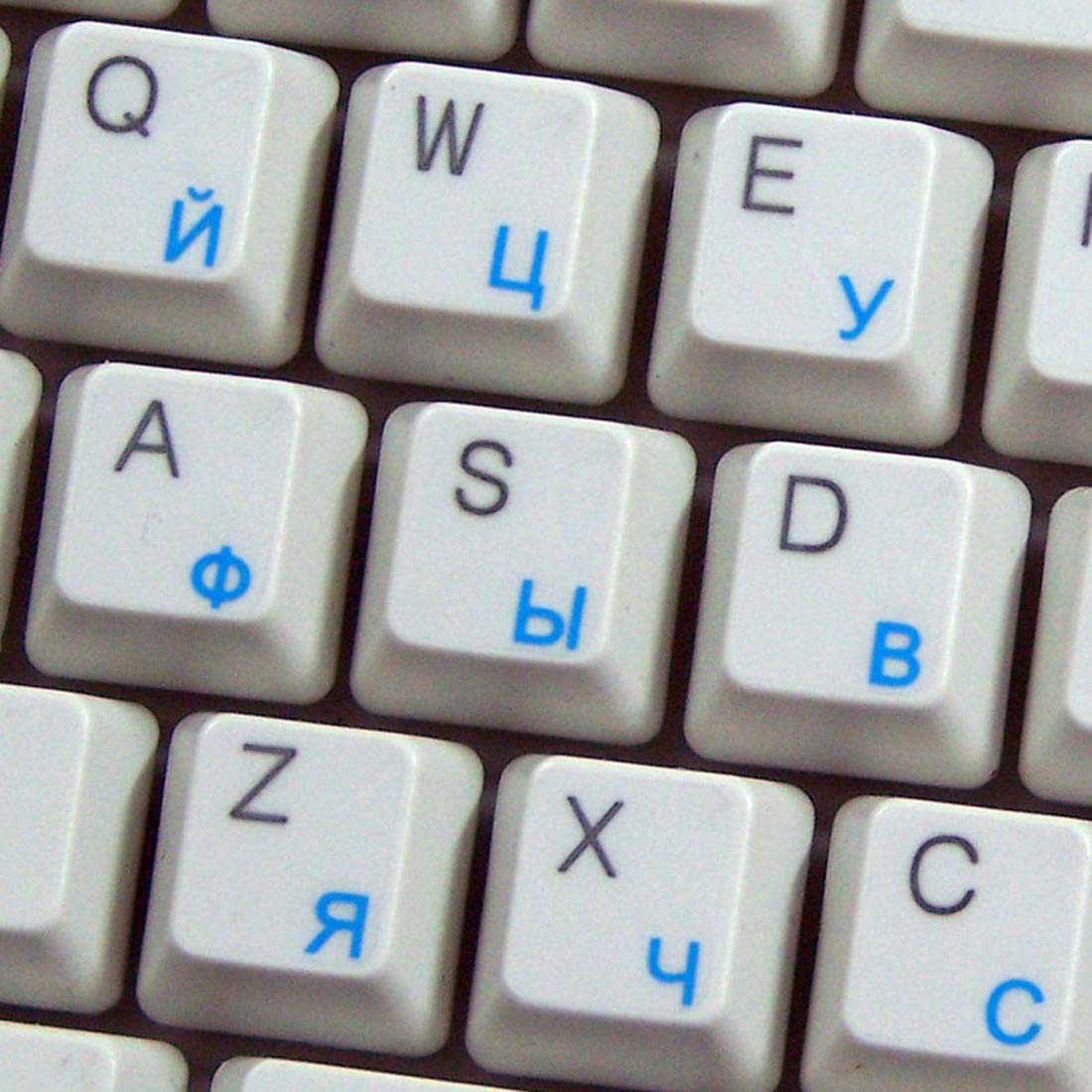 Russian Cyrillic Keyboard Stickers - Blue Letters on Clear Background for PC, Laptop & Notebook | Perfect for Typing in Russian, Language Learning & Bilingual Computing