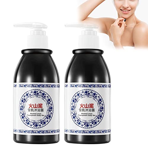 HSFM Volcanic Mud Body Wash - Deep Cleansing & Instant Whitening Shower Gel for Smooth, Moisturized Skin (2PCS, 1.0 Fl Oz) | Exfoliating Bath Cream for Men & Women, Perfect for Daily Shower & Spa Relaxation