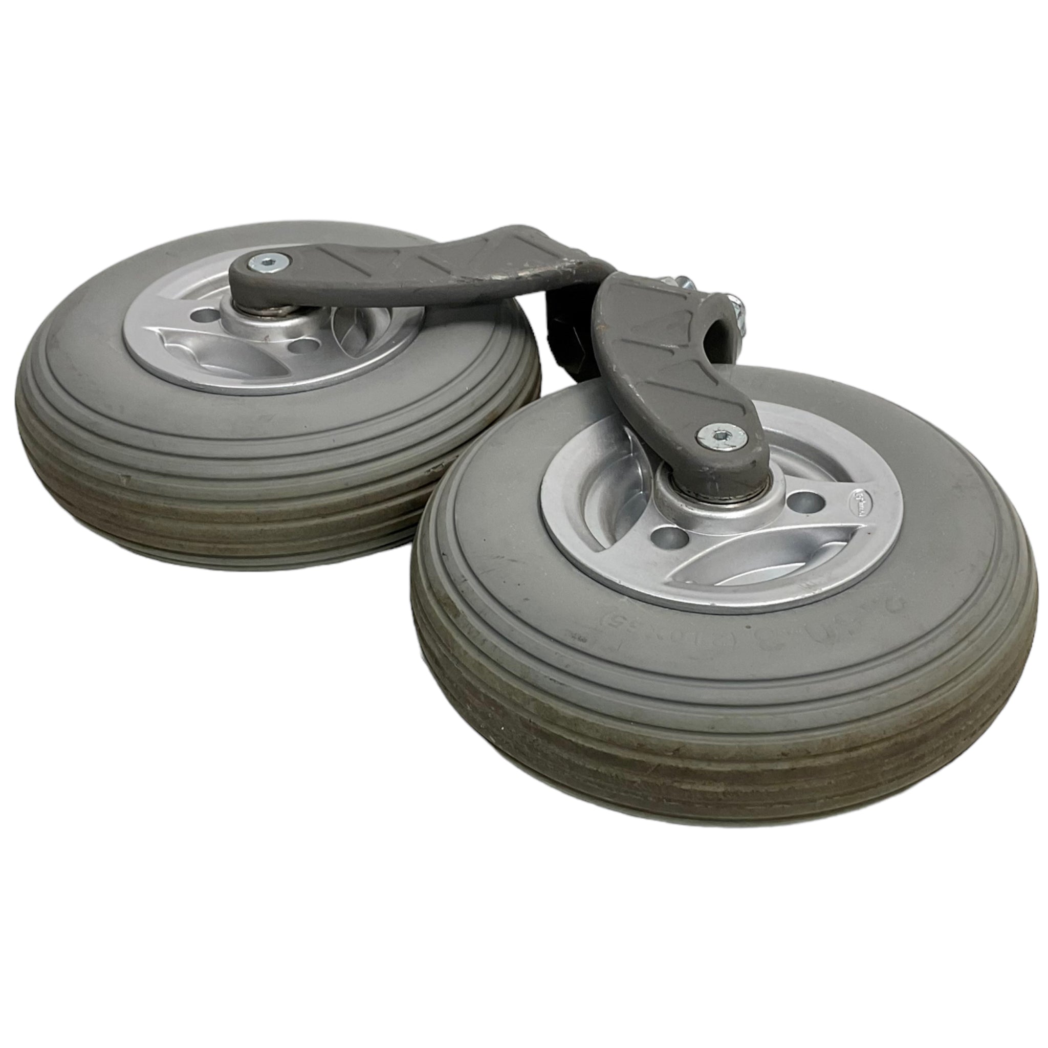 Permobil C300 C350 K300 K450 MX Power Chair Rear Caster Wheel Assembly with Solid Flat-Free Tires - Durable Replacement for Wheelchair Mobility - Ideal for Indoor and Outdoor Use