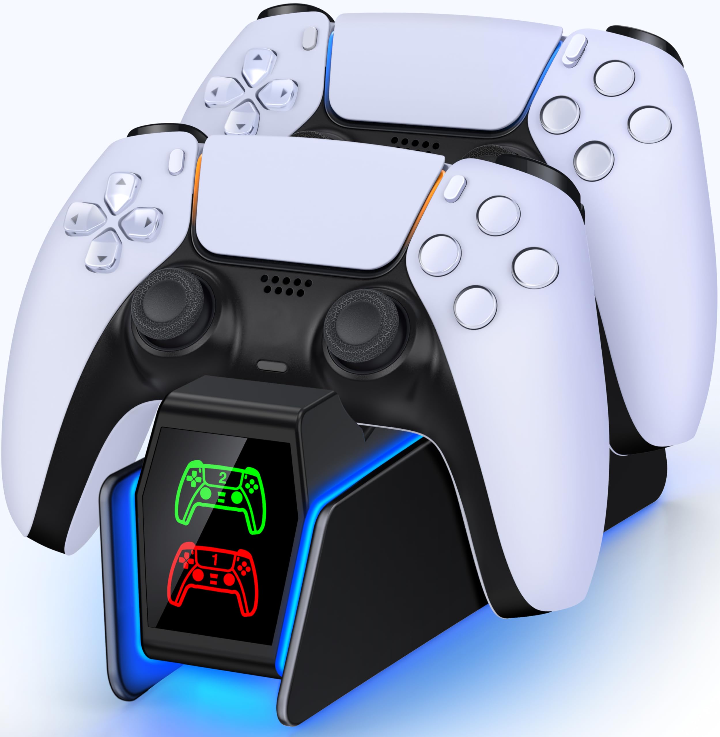 PS5 Controller Charging Station with RGB Lights - Fast 2-Hour Charging Dock for PS5 DualSense & Edge Controller (Black) - Perfect for Gaming Setups & Multiplayer Sessions