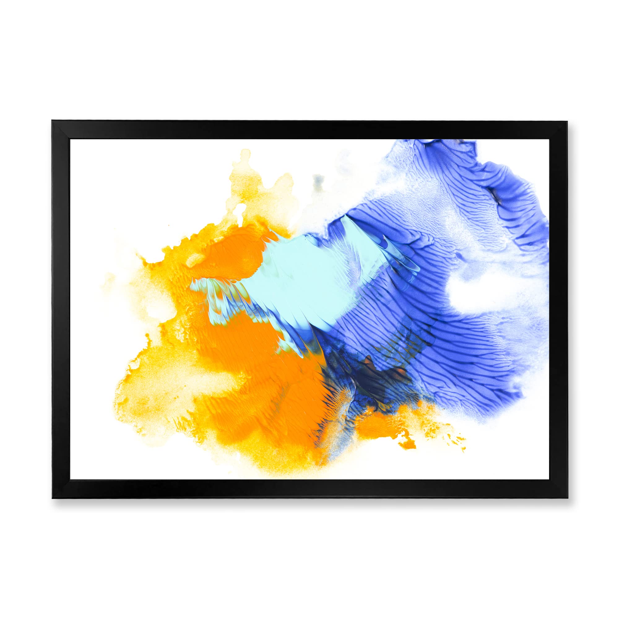Abstract Blue and Orange Clouds Modern Framed Wall Art - Contemporary Canvas Painting for Living Room, Bedroom & Office Decor | Ready to Hang | Perfect for Modern Homes, Apartments & Workspaces