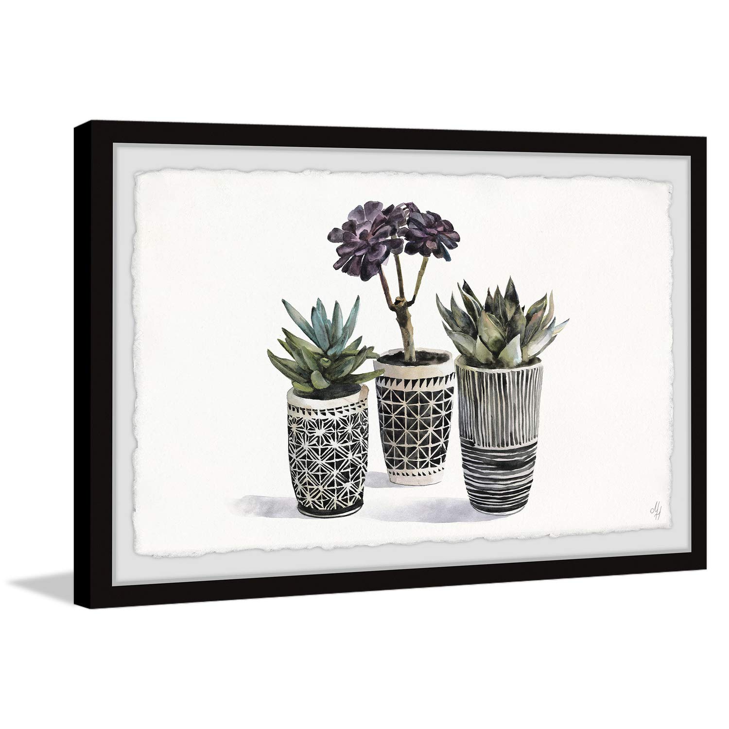Handmade Cacti Pots Framed Print 24x16 - Botanical Wall Art Decor for Home, Office & Garden | Marmont Hill