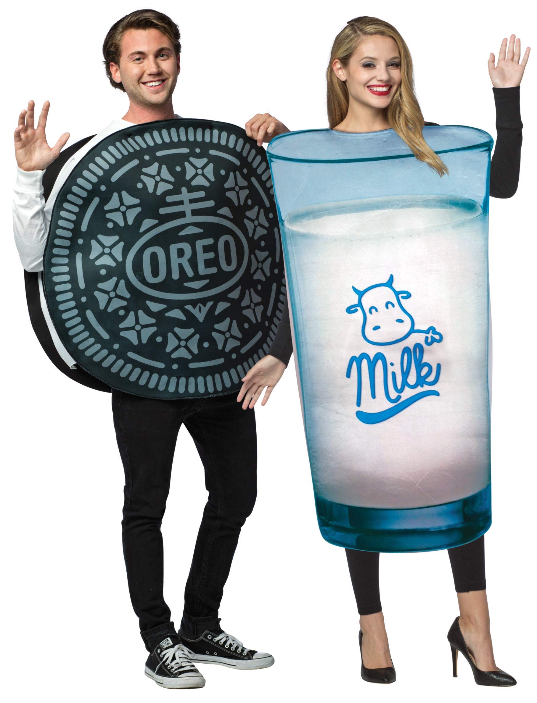 Rasta Imposta Couples Costume - Milk & Cookies Dunk Your Oreo in Glass of Milk Adult Costume One Size Black & White for Halloween Couples Party & Funny Costume Contest