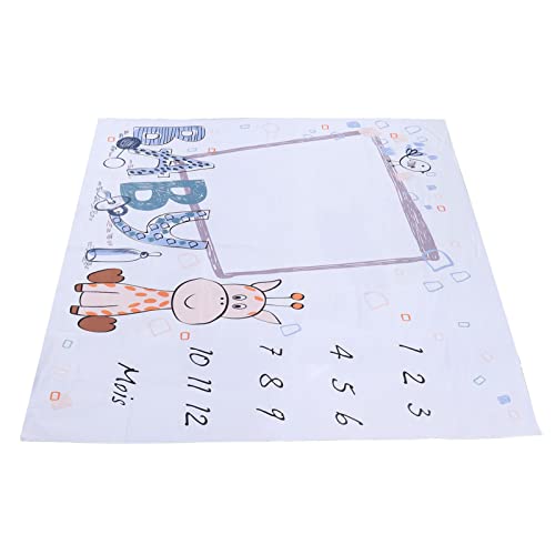 Baby Monthly Milestone Blanket - Soft Cute Cartoon Photo Prop Blanket for Newborn Photography - Perfect for Boys & Girls 1st Year Milestone Pictures (Birthday, Monthly Growth, First Christmas)