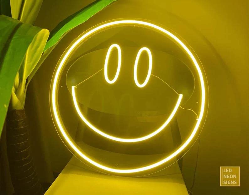 Smiley Face LED Neon Sign - USB Powered Wall Decor for Bedroom, Kids Room & Home - Creative Emoji Neon Light with AONXJSIGN Design - Perfect for Parties, Gifts & Room Aesthetics