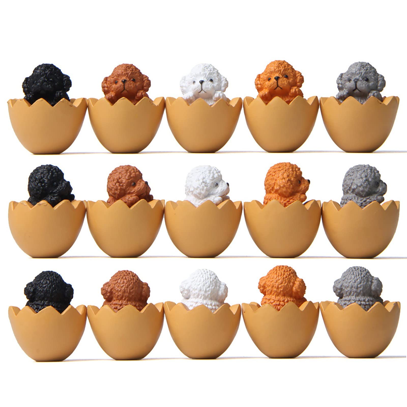 Handmade Teddy Dog Micro Landscape - 5PC Eggshell Gardening Decor for Home & Office