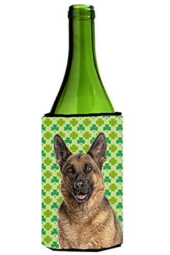 St. Patrick's Day Shamrock German Shepherd Wine Bottle Sleeve Cooler - Insulated Wine Bottle Hugger for Parties, Gifts & Irish Themed Celebrations
