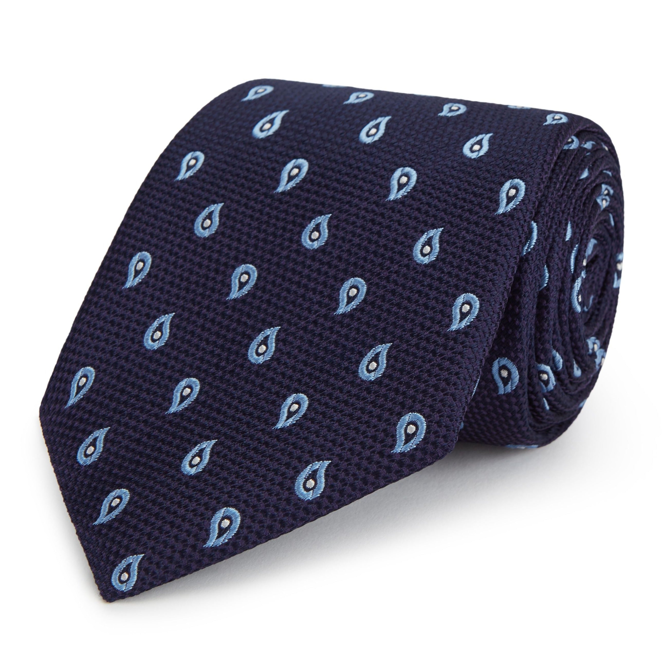 Navy and Blue Paisley Silk Tie for Men | Premium Hopsack Woven Necktie | Perfect for Weddings, Business Meetings & Formal Occasions