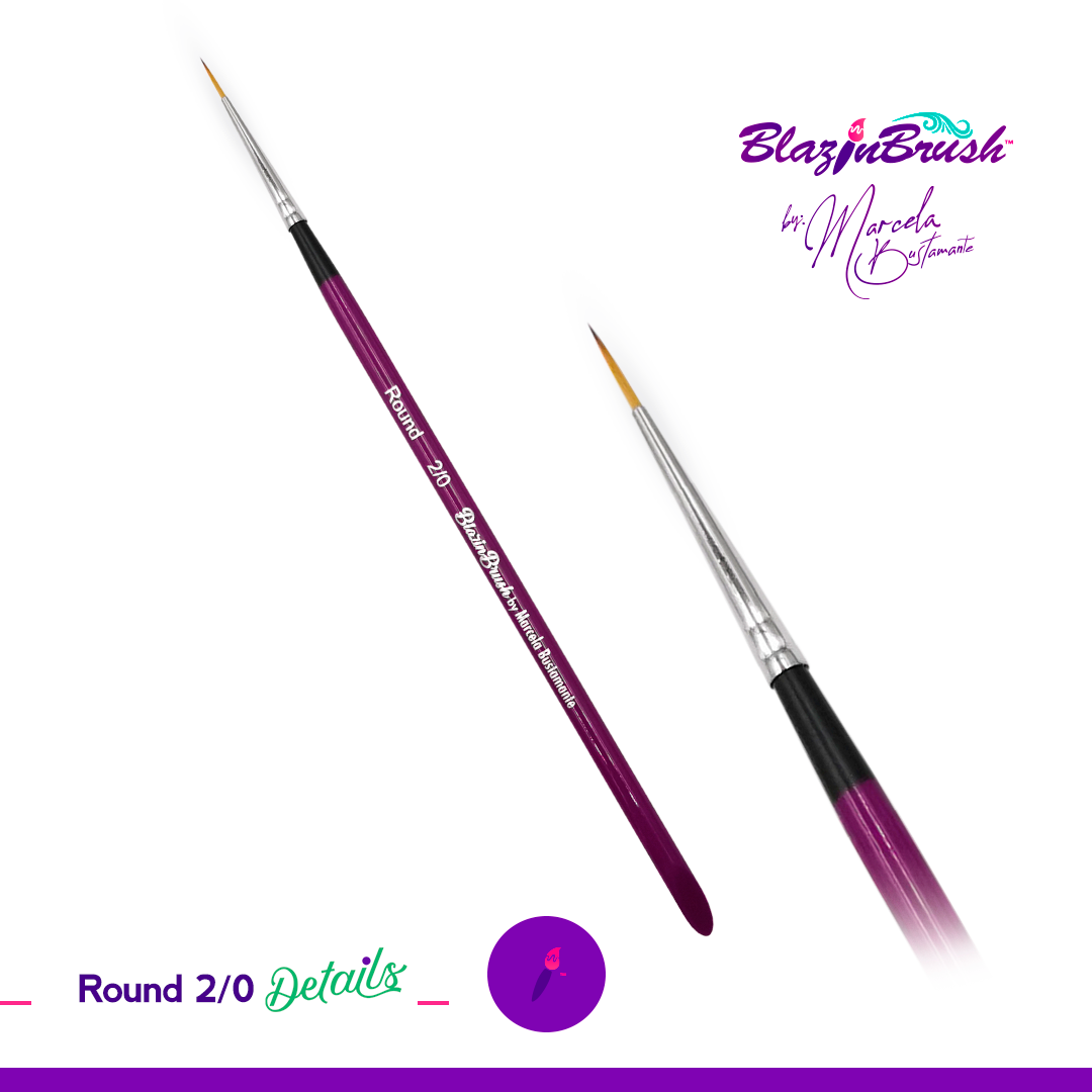 Blazin Brush Round 2/0 Fine Detail Paint Brush - Professional Artist Brush for Miniature Painting, Watercolor & Acrylics - Perfect for Model Kits, Warhammer & Fine Art Detailing