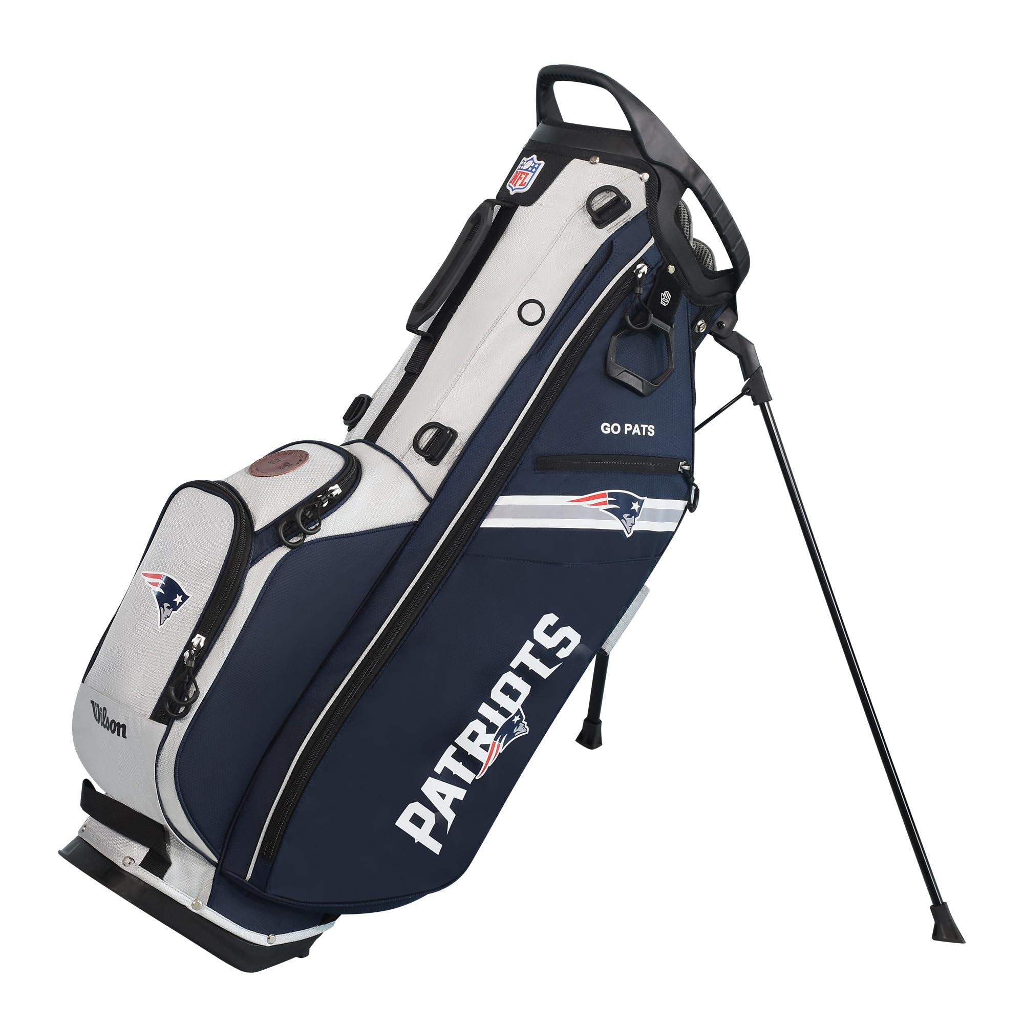 Wilson NFL Official Golf Stand Bag - New England Patriots Team Design, Lightweight & Durable for Men | Perfect for Golf Tournaments, Practice Rounds & Patriots Fan Gifts