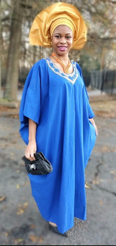 Haamara Royal Blue and Gold Formal Evening Dress DPBLU246 - Elegant Gown for Prom, Wedding Guest, Cocktail Party & Special Occasions
