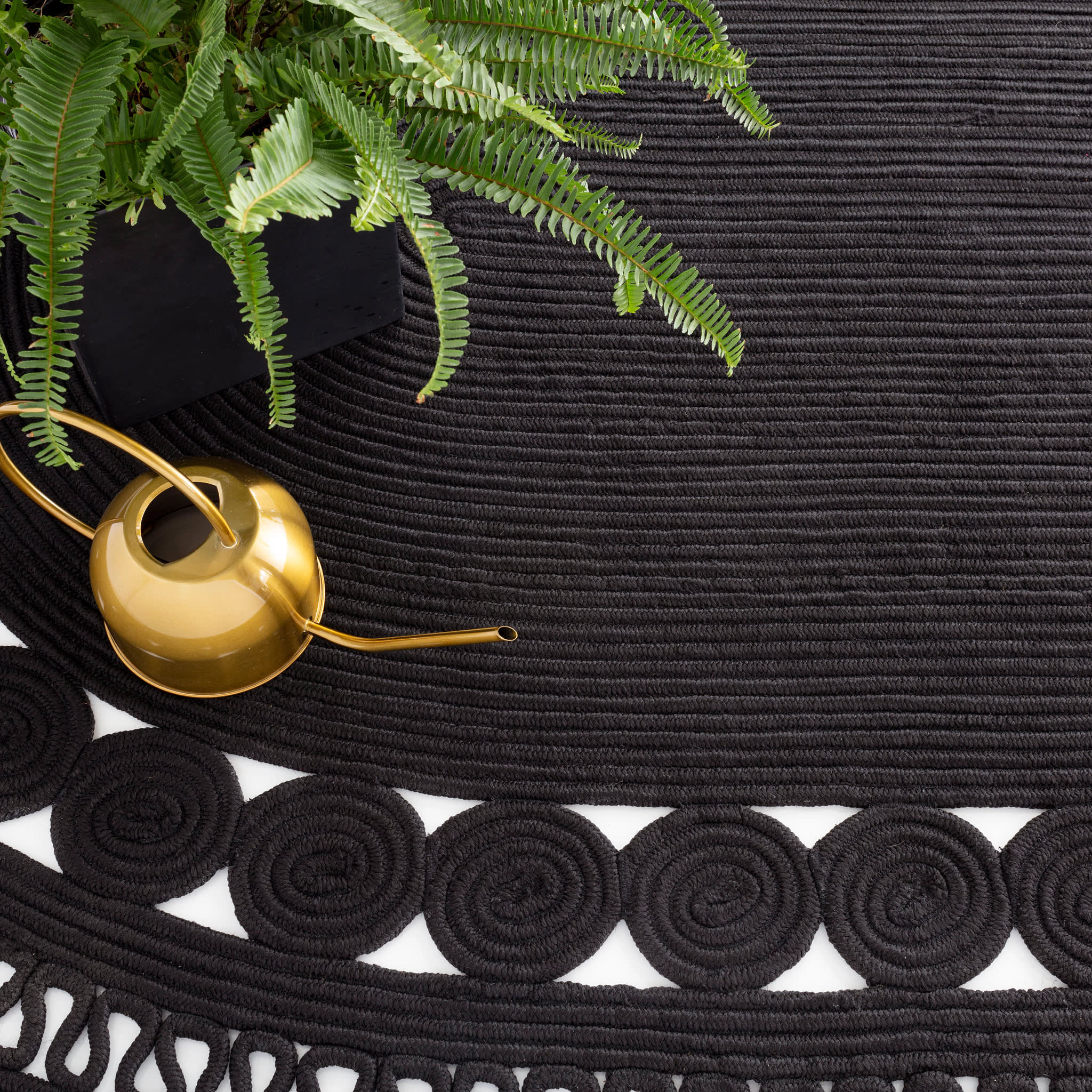 Audrey Handwoven Indoor/Outdoor Oval Rug - Black | Boho Chic Home Decor for Living Room, Bedroom, Patio & Porch