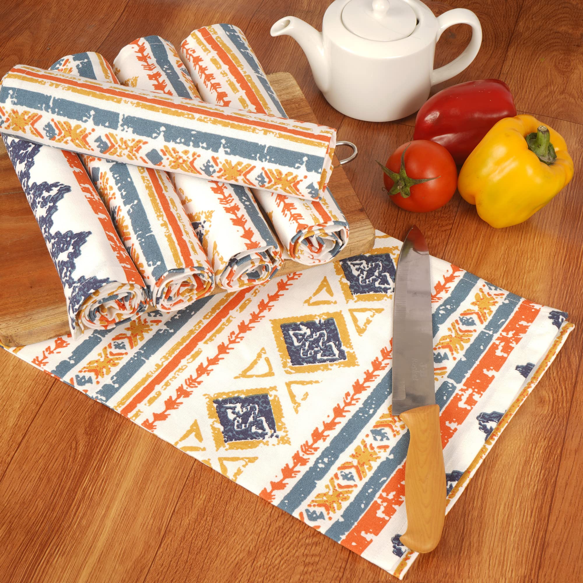 Premium 100% Cotton Kitchen Dish Towels Set of 6 - Ultra Soft & Highly Absorbent Multi-Purpose Tea Towels 20x30 Inches for Cooking, Cleaning & Kitchen Decor - Perfect for Daily Use, Dish Drying & Home Decor