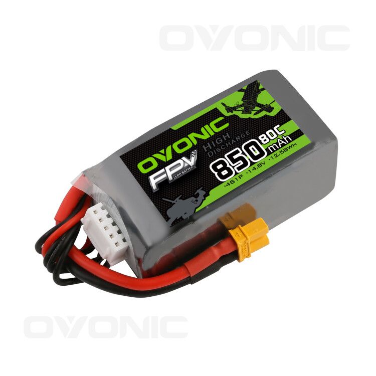 Ovonic 14.8V 850mAh 4S 80C Lipo Battery with XT30 Plug - High Performance Drone Battery for FPV Racing Drones (150mm to 210mm) - Perfect for Long Flight Time and Intense Racing Sessions