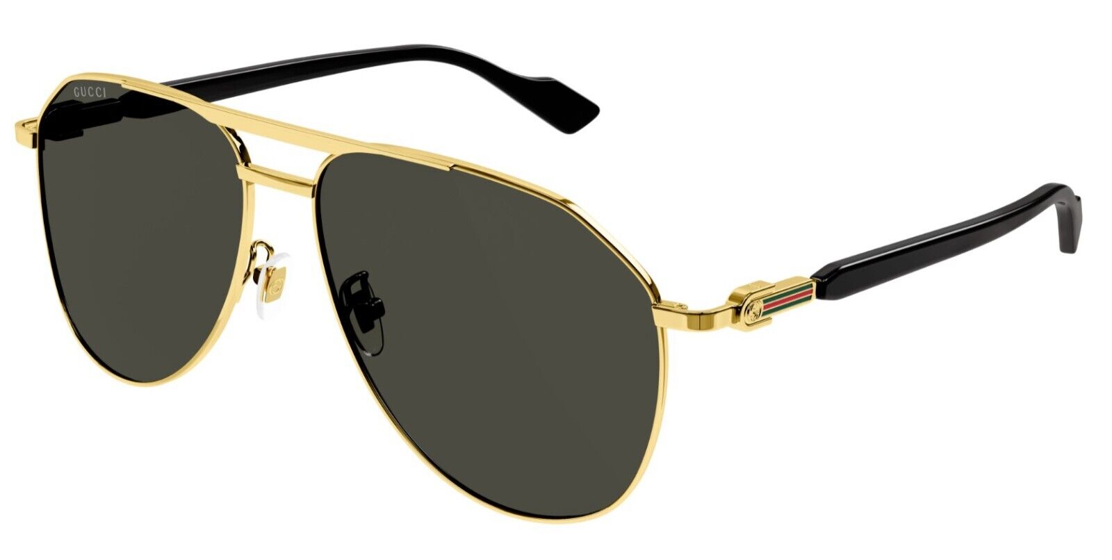 Gucci GG1220S 001 Gold/Grey Oversized Teardrop Sunglasses for Men - Luxury Aviator Style for Driving, Travel & Outdoor Fashion