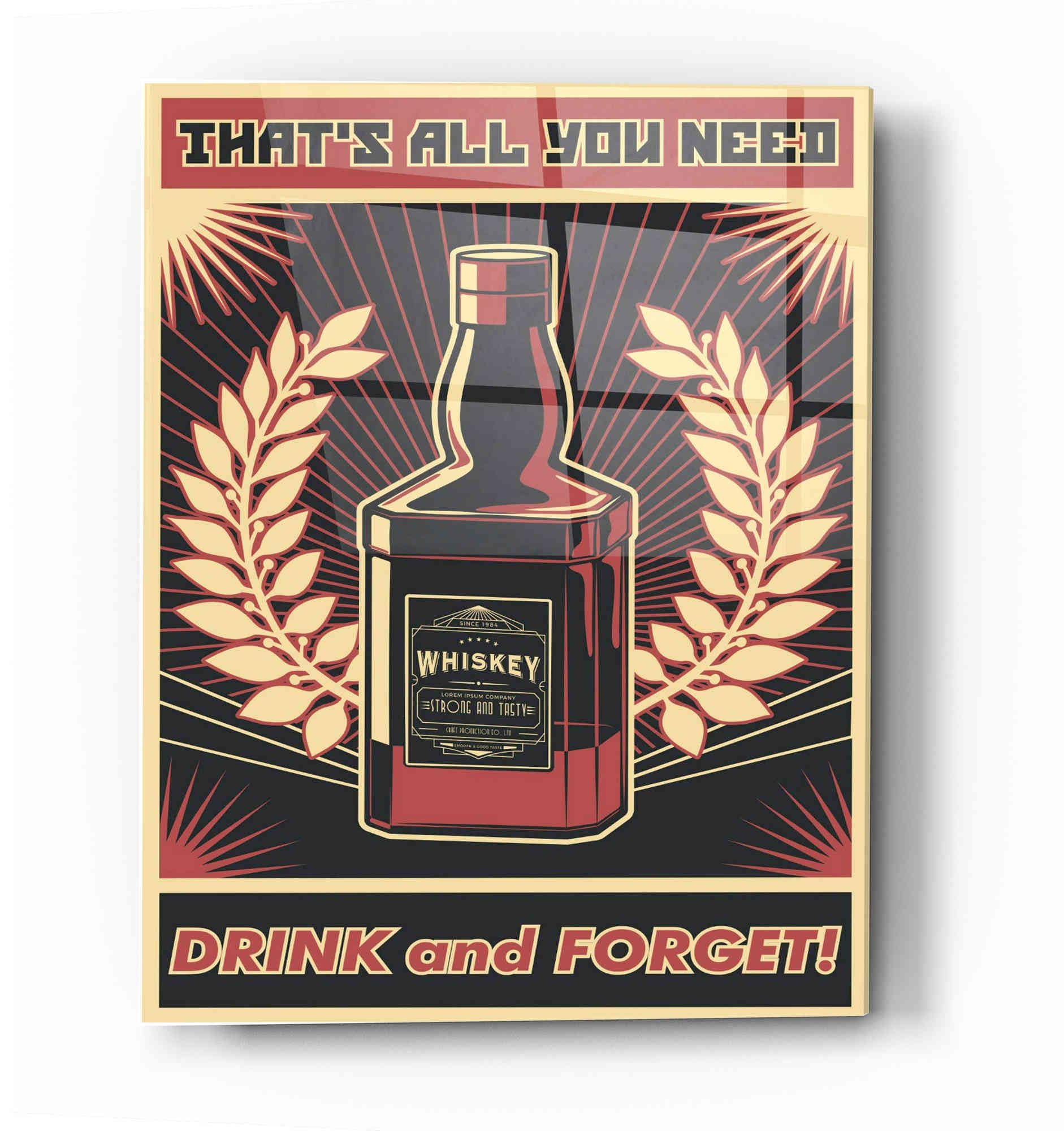 Epic 'Whiskey' Acrylic Glass Wall Art - 16x24 Inches Modern Home Decor for Living Room, Bar & Office - Perfect Gift for Whiskey Lovers