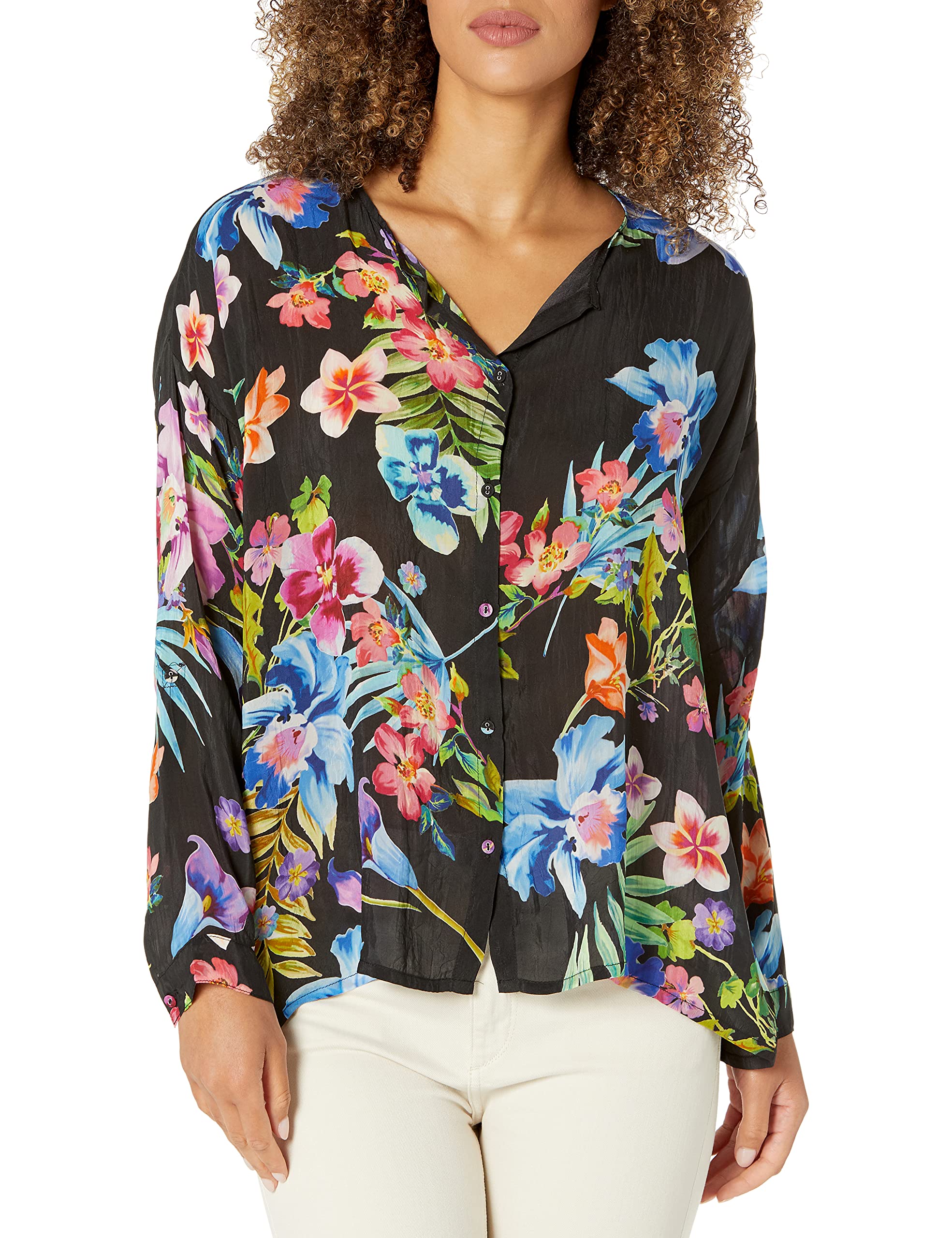 Johnny Was Women's Bohemian Floral Print Blouse - Perfect for Casual Outings, Date Nights & Summer Vacations