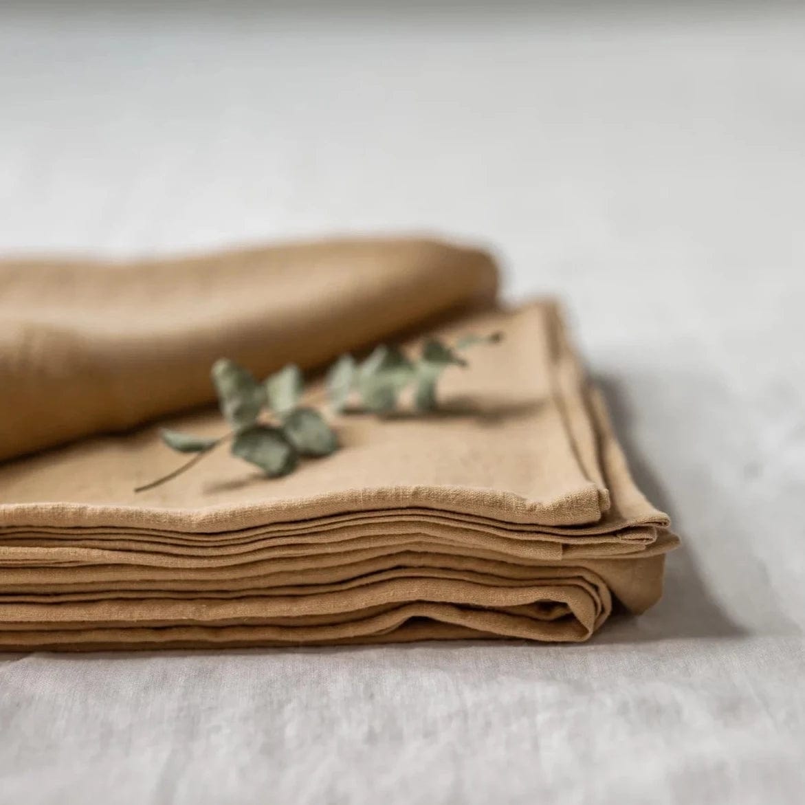 Premium Golden Ochre Linen Flat Bed Sheet Set - Breathable & Soft 100% Natural Flax Fabric - Perfect for Master Bedroom, Guest Room & Luxury Hotel Use