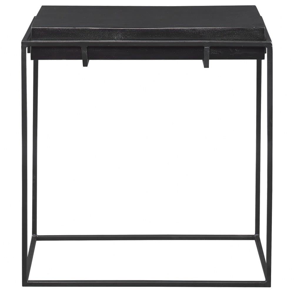 Telone - 24 Inch Side Table for Living Room, Bedroom, or Office - Modern End Table with Sturdy Metal Frame & Wooden Top - Perfect for Small Spaces, Nightstand, or Accent Table