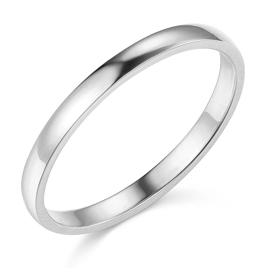 14K Yellow or White Gold 2mm Plain Wedding Band Ring for Women & Men - Classic Minimalist Stackable Ring for Engagement, Anniversary & Everyday Wear