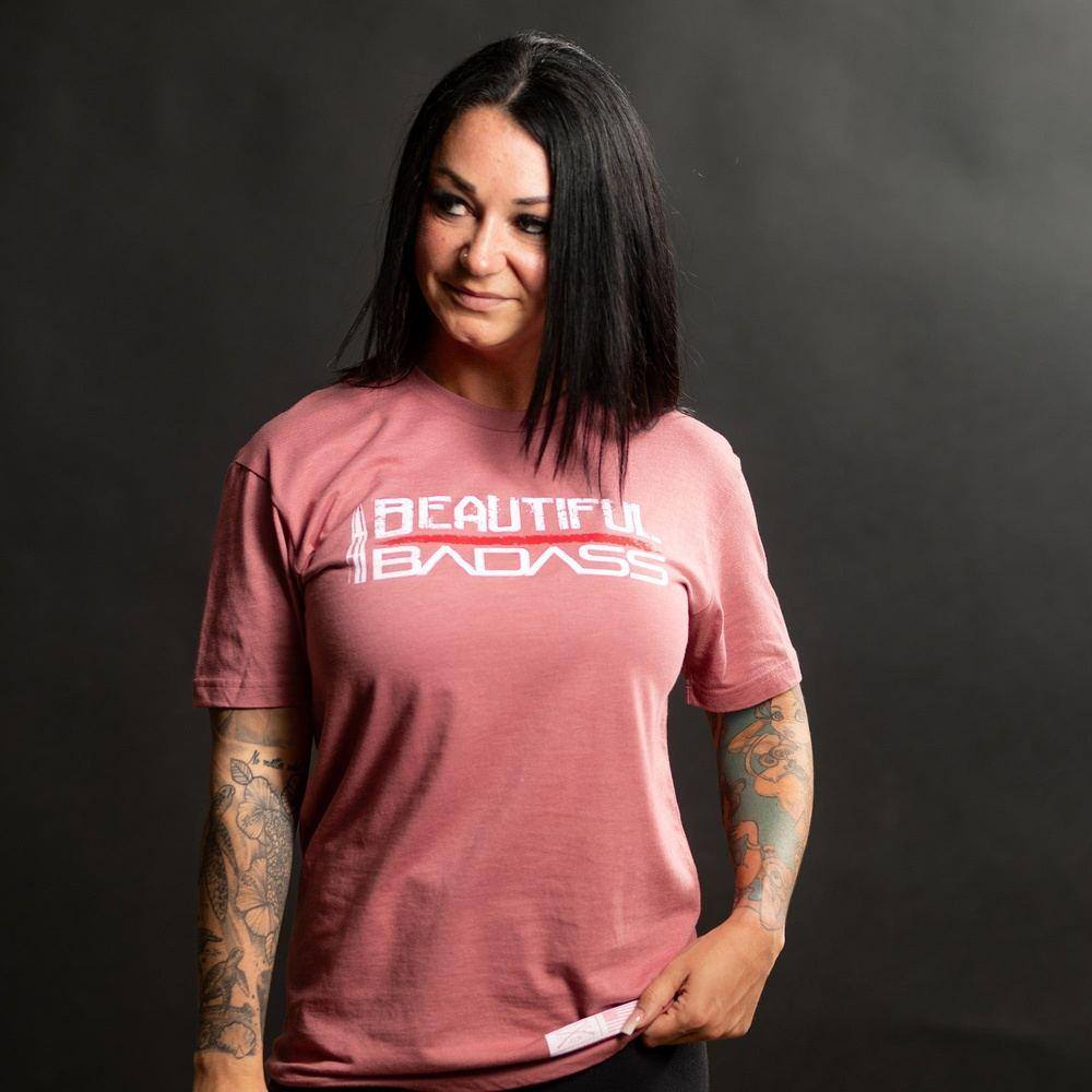 Stylish Women's Badass Boyfriend Fit T-Shirt in Heather Mauve - Perfect for Casual Outings, Streetwear & Everyday Comfort