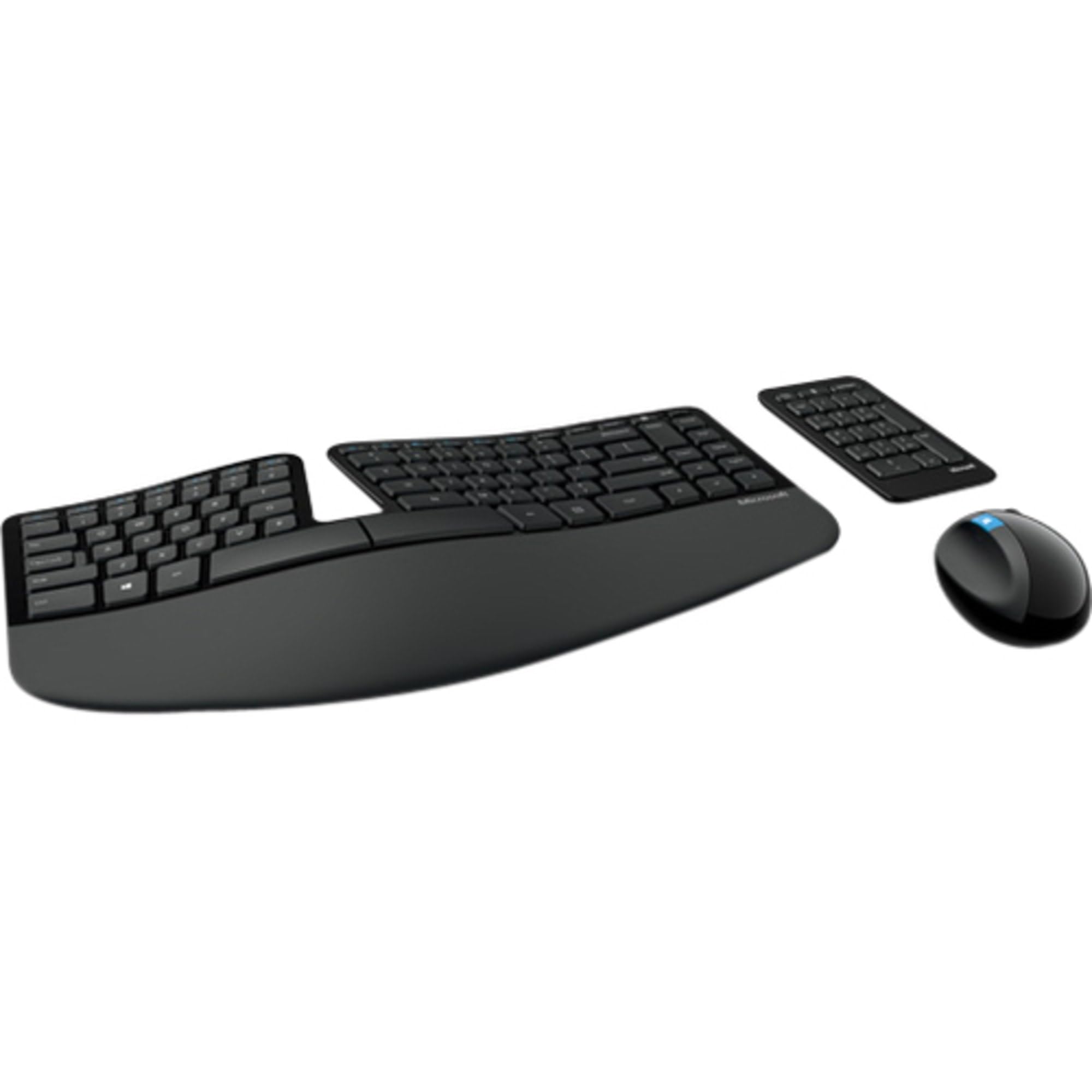 Microsoft Sculpt Ergonomic Wireless Keyboard and Mouse Combo - Black | Split Design with Palm Rest | Comfortable for Office & Home Use | Ideal for Long Hours Typing & Computer Work