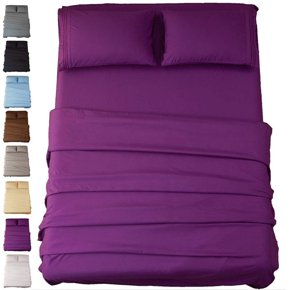 LinenEra 800 Thread Count 4-Piece Queen Size Bed Sheet Set - 100% Long Staple Cotton Deep Pocket Sheets (Fits Mattress Up to 14