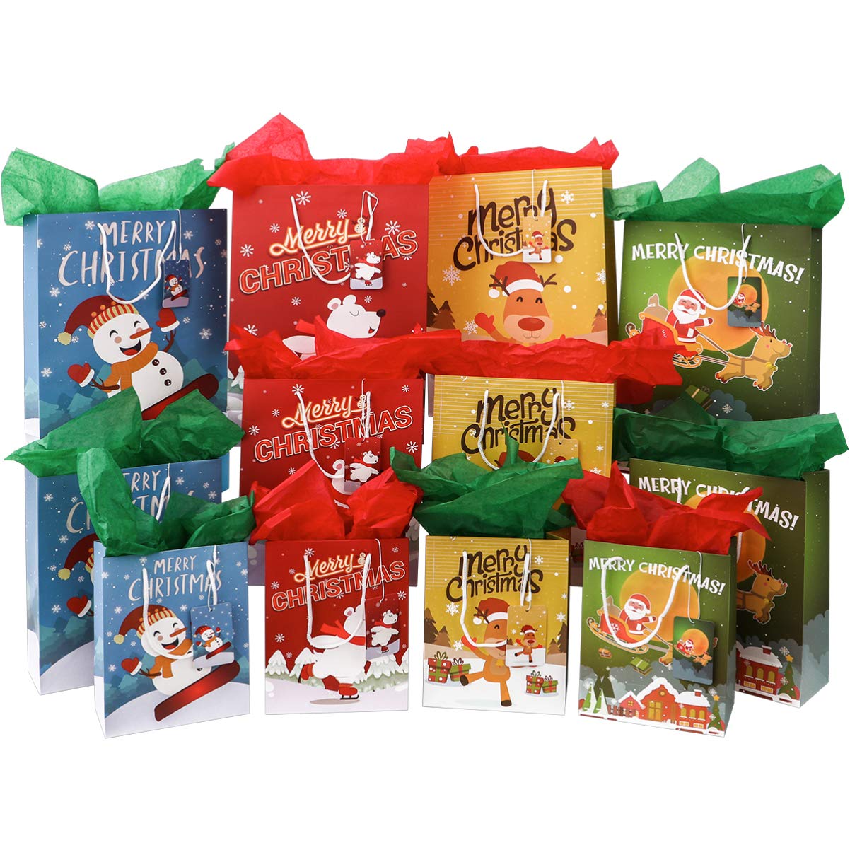 12PCS Christmas Gift Bags - Holiday Treat Bags for Candy, Gifts & Goodies | Portable Storage Pouches for Friends, Family & Kids | Perfect for Christmas Parties, School Events & Stocking Stuffers
