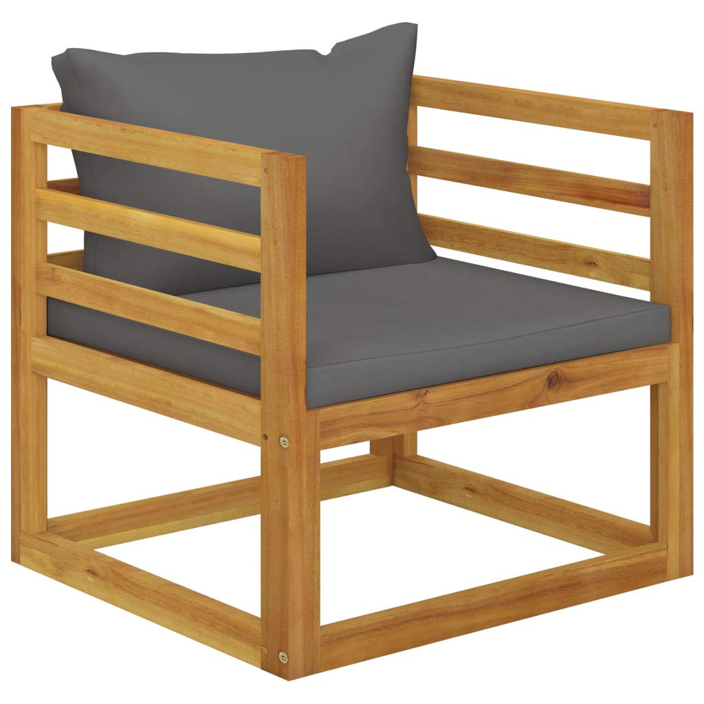TYMMC All-Weather Acacia Wood Patio Chair with Dark Gray Cushions - Outdoor Furniture for Garden, Backyard, Poolside | Perfect for Relaxing, Lounging & Entertaining Guests
