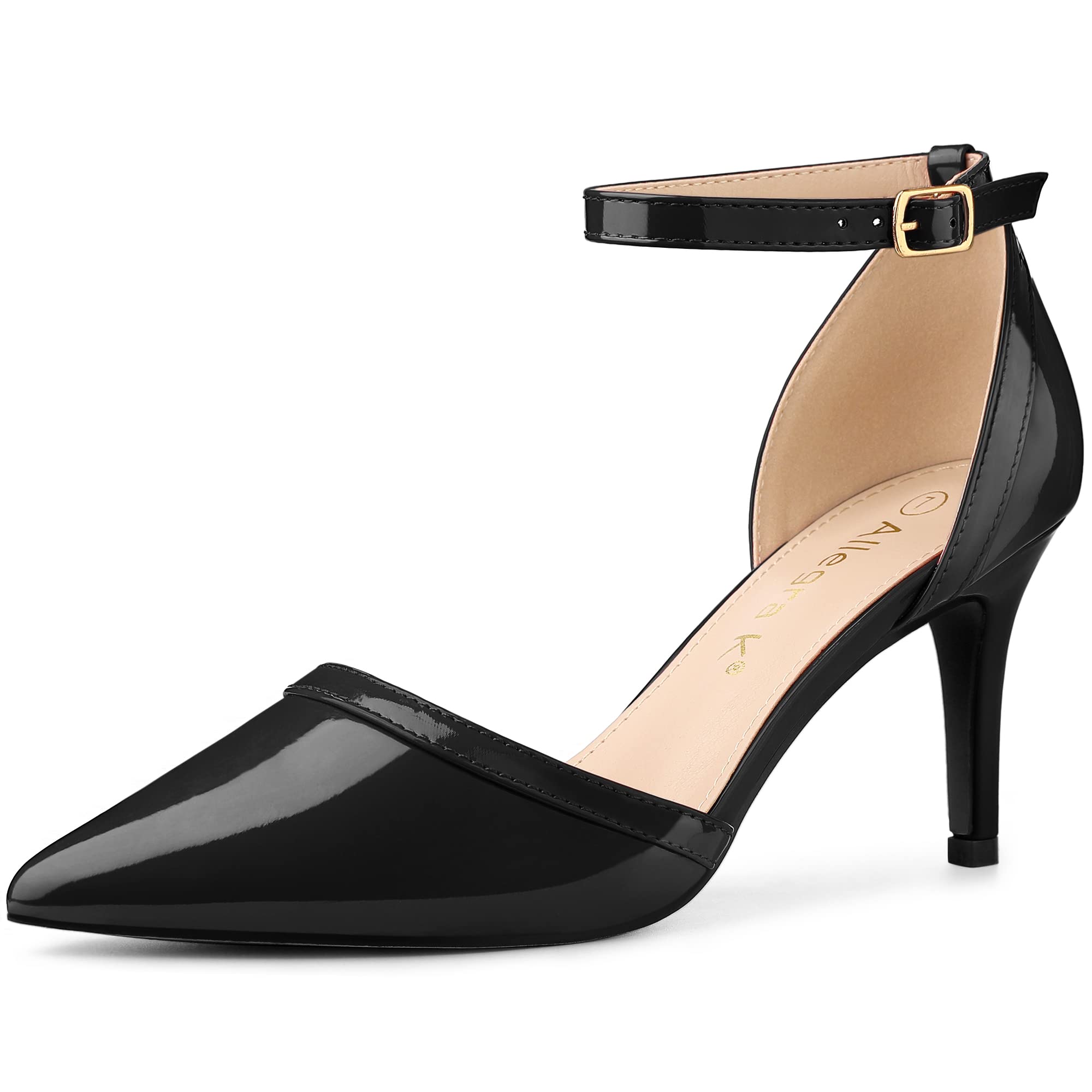 Allegra K Women's Pointy Toe Ankle Strap Stiletto Heel Pumps - Sexy High Heels for Party, Wedding & Evening Dress | Comfortable Dress Shoes for Women