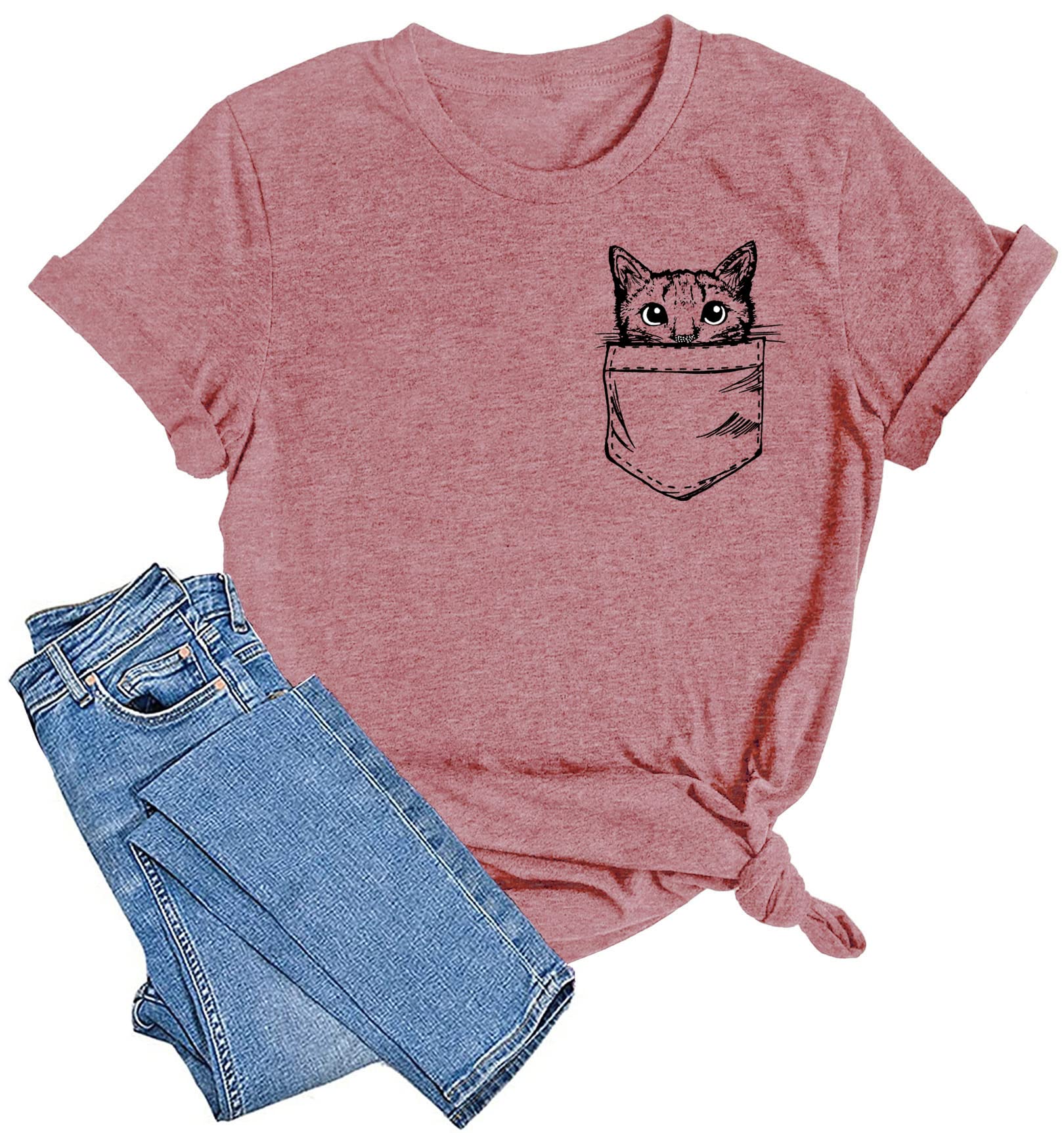Funny Cat Mom T-Shirts for Women - Cute Cat Mama Graphic Tees - Perfect Pet Lover Gifts for Cat Owners - Great for Casual Wear, Cat Parties & Everyday Outfits