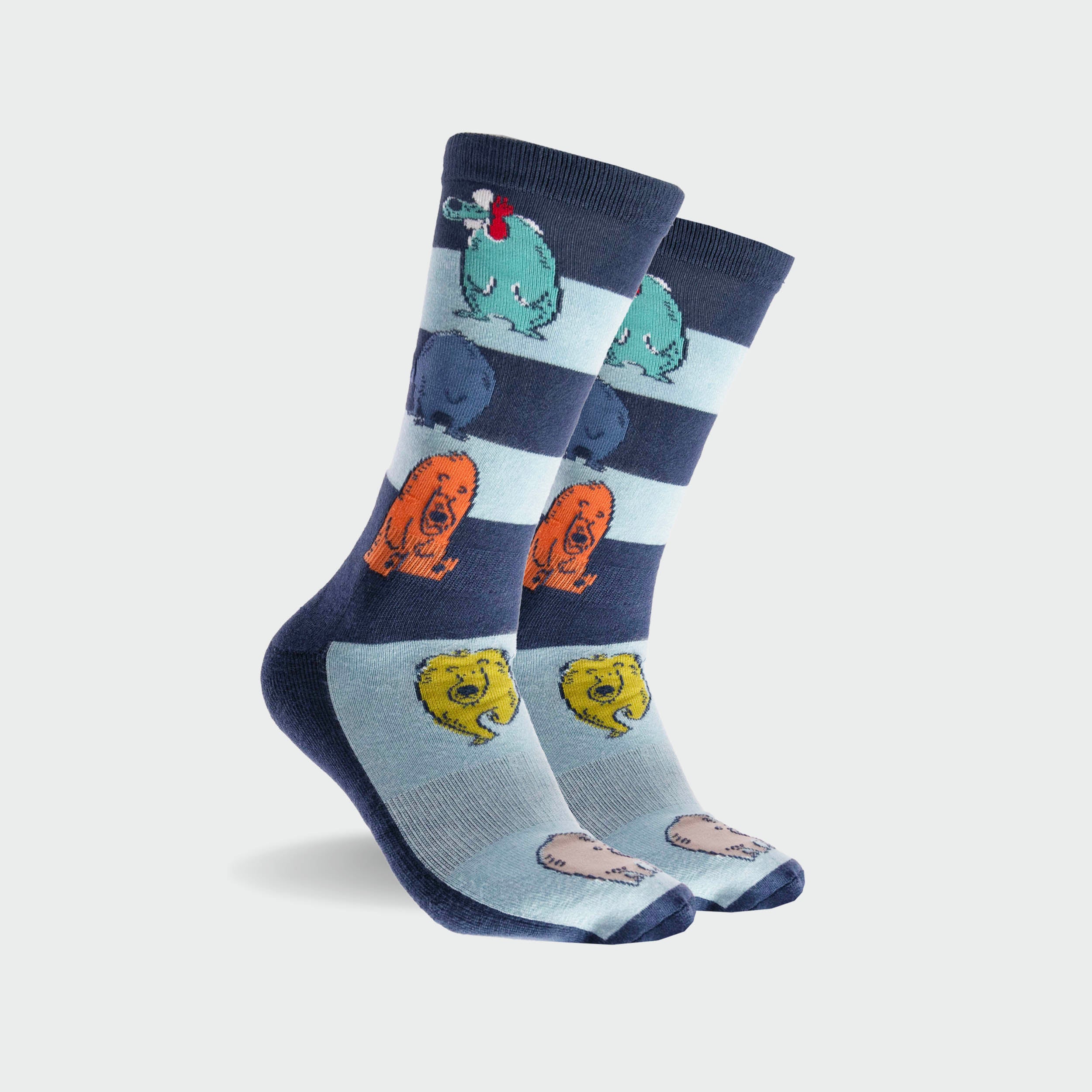 Men's Bear Stripe Bamboo Comfort Crew Socks - Soft Breathable Cotton Blend for Everyday Wear - Perfect for Hiking, Office & Casual Outfits