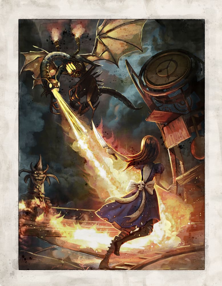 Jabberwock Battle Art Print - High Quality Fantasy Wall Decor for Home, Office & Gaming Room | Perfect Gift for Book Lovers & Fantasy Fans