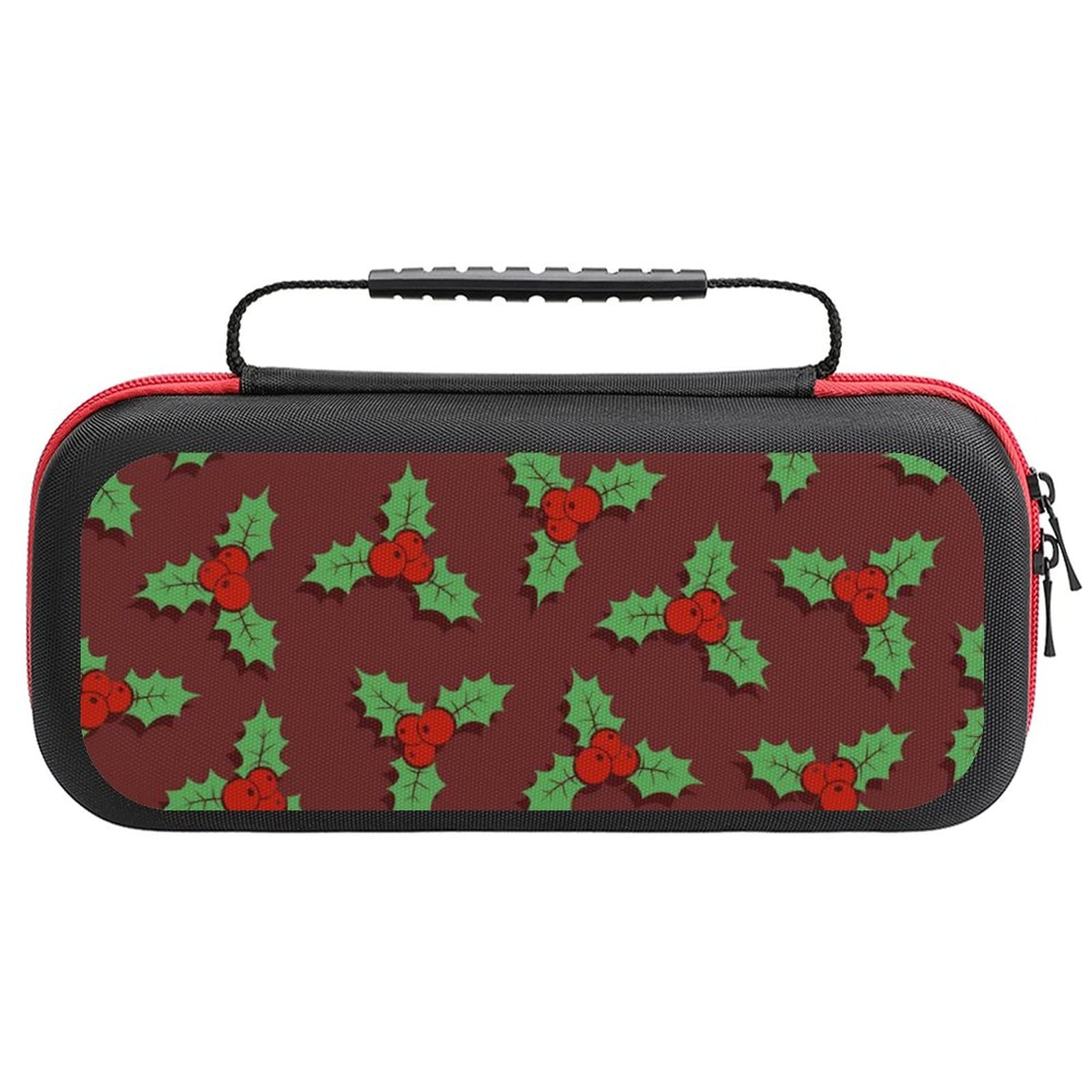 FunnyStar Christmas Holly Berries Carrying Case for Nintendo Switch - Protective Storage Handbag with Holiday Design | Perfect for Travel, Commuting & Gift Giving
