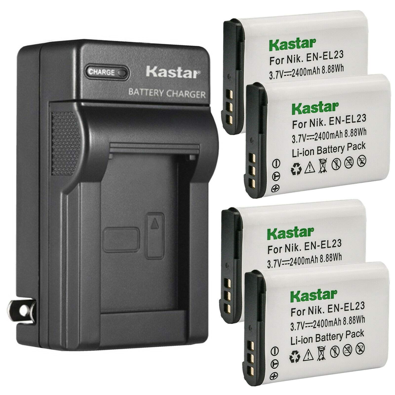 Kastar 4-Pack EN-EL23 Replacement Battery & MH-67 Charger for Nikon Coolpix P900/P900s/S810c - Compatible with Nikon Digital Cameras - Perfect for Travel, Photography & Backup Power