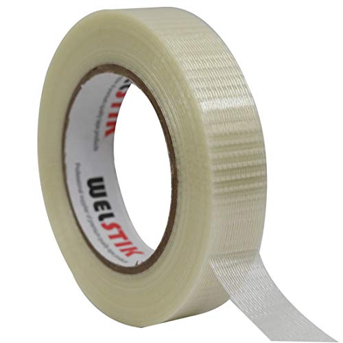WELSTIK 1inch x 55yds Fiberglass Filament Tape - Heavy Duty Transparent Strapping Tape (6 Mil) for Shipping, Packaging & DIY Projects - Bi-Directional Reinforcement for Secure Bundling & Repairs