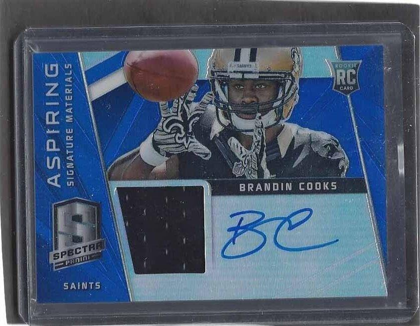 Brandin Cooks 2014 Panini Spectra Aspiring Prizm Jersey On-Card Autographed Rookie Card /15 - NFL Football Trading Card for Collectors & Sports Memorabilia Enthusiasts