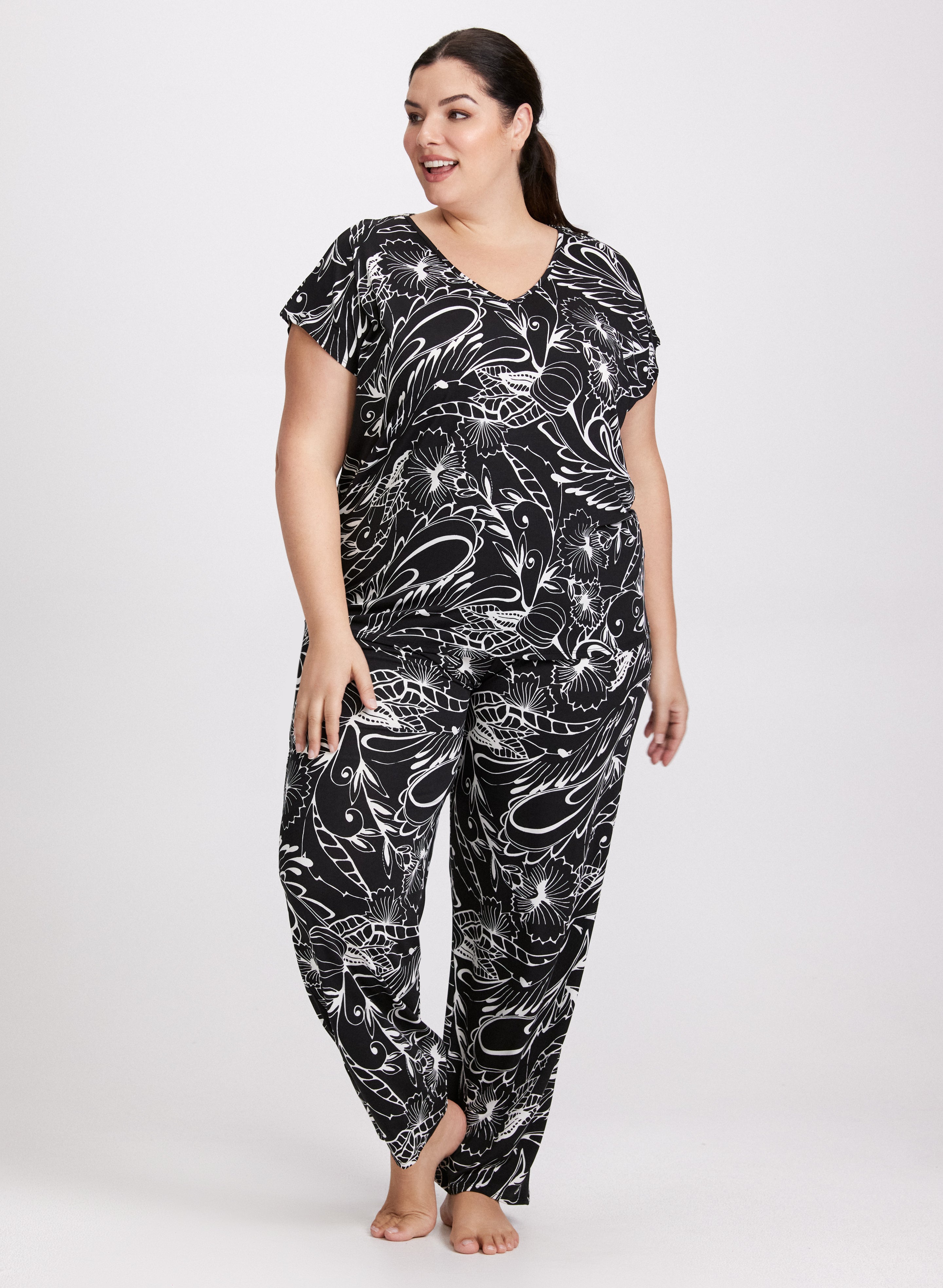 Floral Print Pajama Set for Women - Soft Cotton Sleepwear for Comfortable Nights & Relaxing at Home