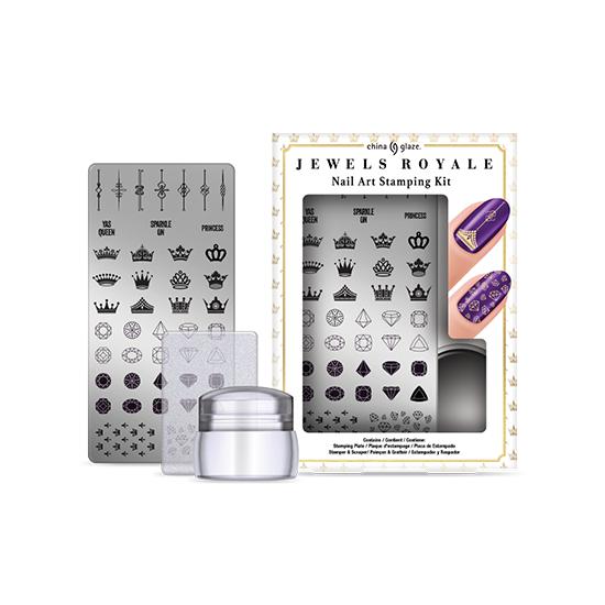 China Glaze Jewel Royale Nail Art Stamping Kit - Professional Nail Polish Stamping Set for Salon & Home Manicures - Perfect for DIY Nail Designs & Creative Nail Art
