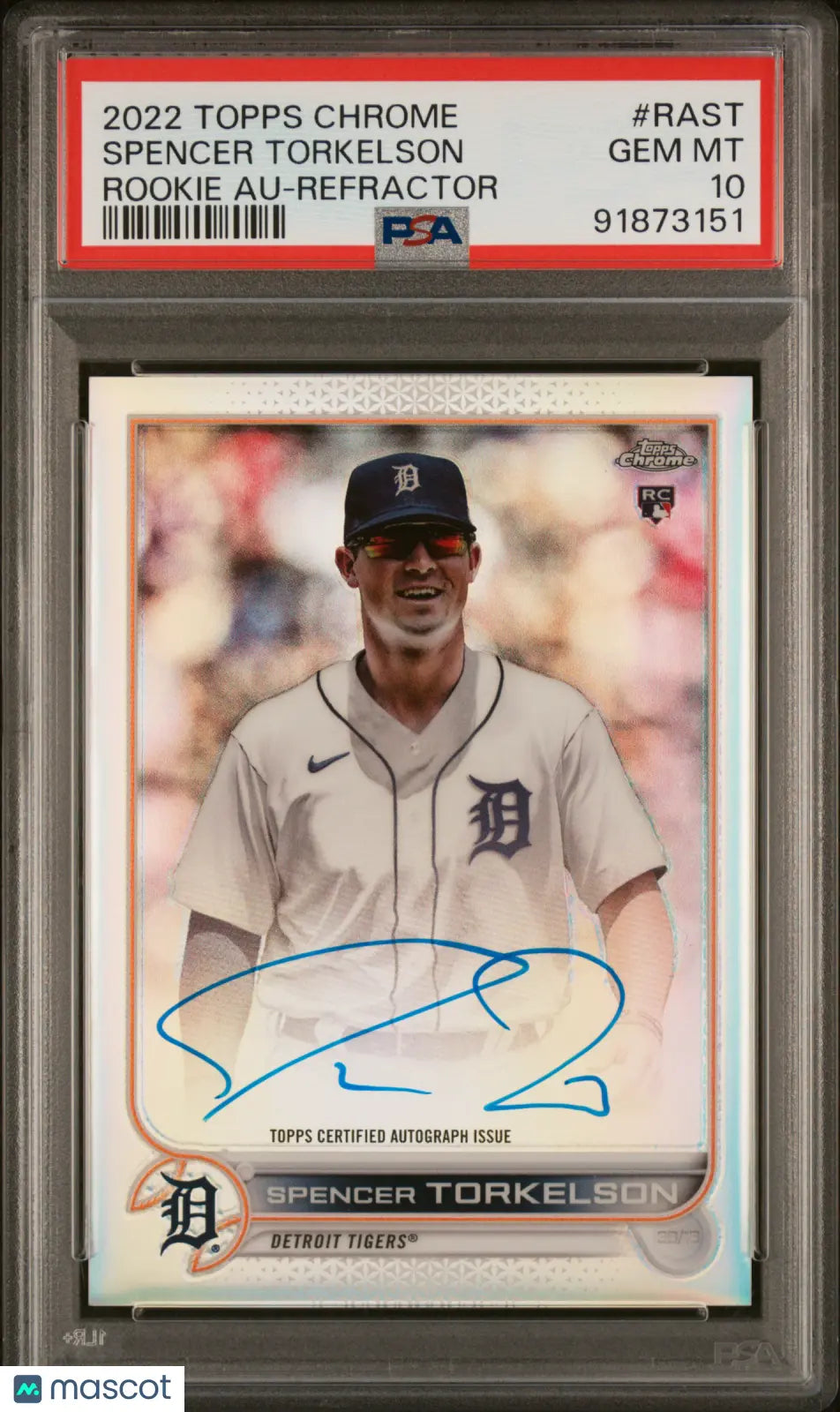 2022 Topps Chrome Baseball Spencer Torkelson Rookie Refractor Auto PSA 10 /499 - Rare Collectible Trading Card for Baseball Fans & Sports Memorabilia Collectors - Perfect for Display, Investment, and Gifting