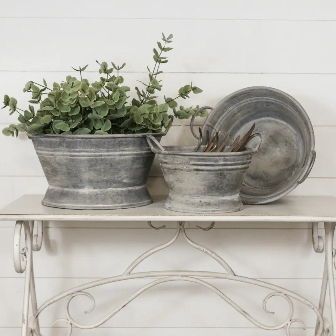 Galvanized Steel Two-Handle Bucket Set - Heavy Duty Rustproof Pails for Gardening, Cleaning & Outdoor Use